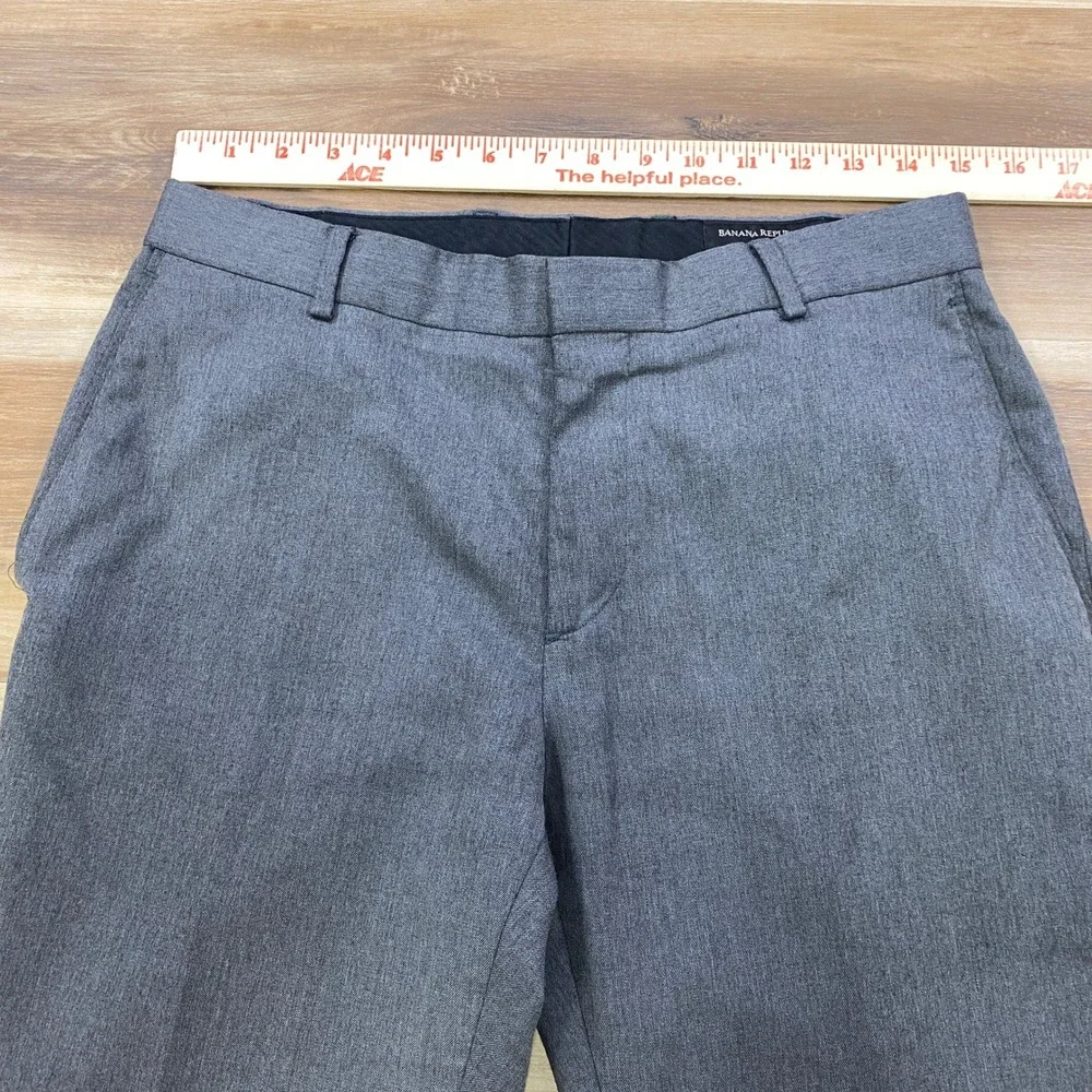 Banana Republic Dress Pants Mens 30x28 Minimalist Viscose Tailored Slim Fit Gray
